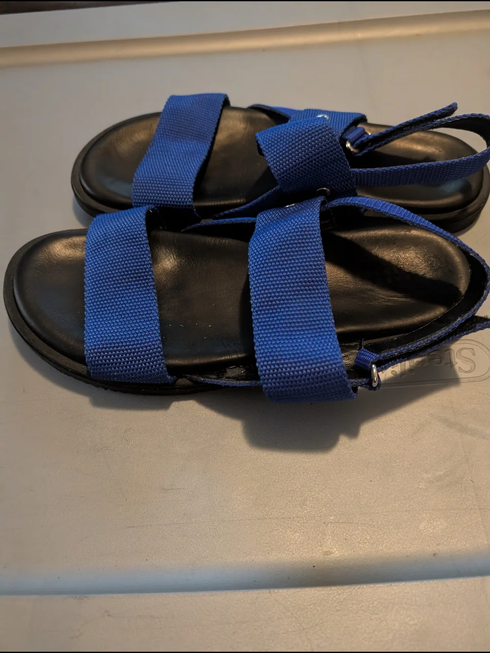 Barneys New York Vintage Blue Webbed Sandals Italy Men 9 M Fits Women 11